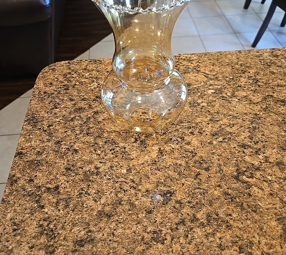 vintage glass hurricane lamp shade rippled top smoke color fancy 1 3/4" dia - Picture 2 of 7